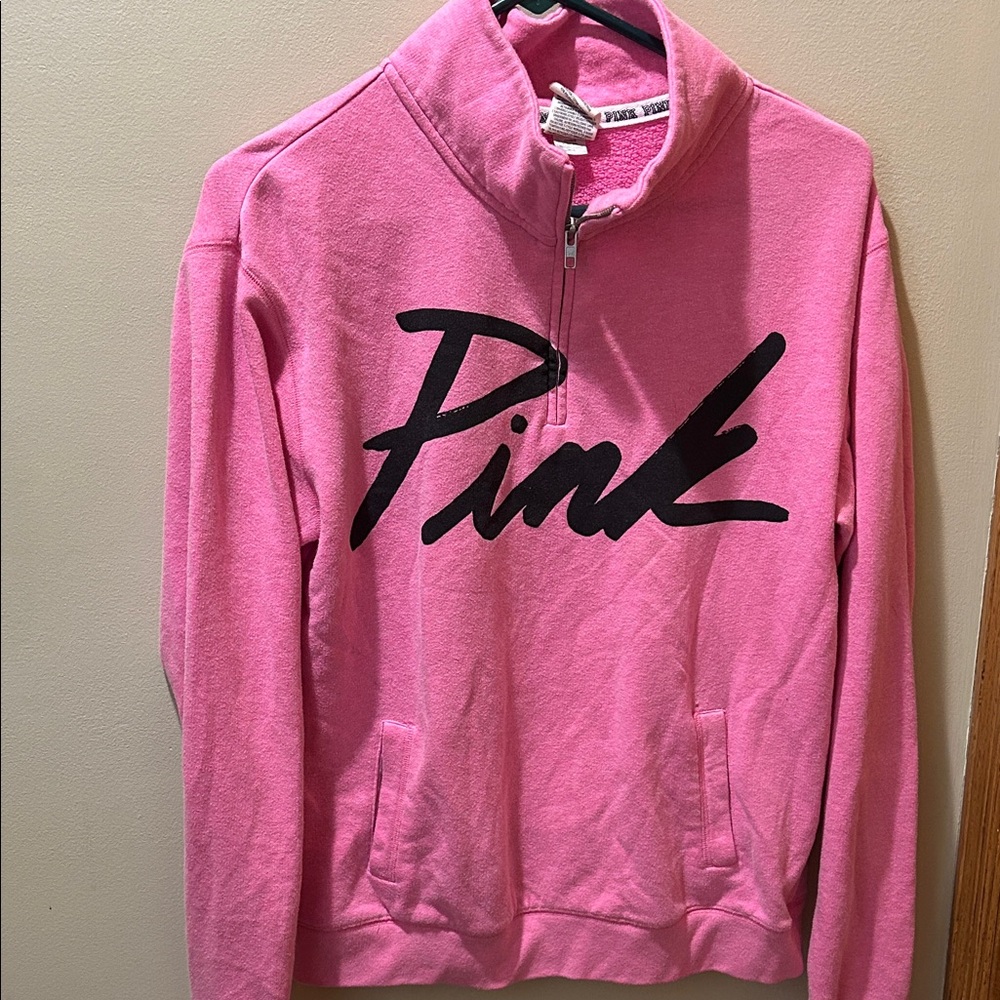💚HP💚 Pink Victoria Secret Quarter Zip Sweatshirt
